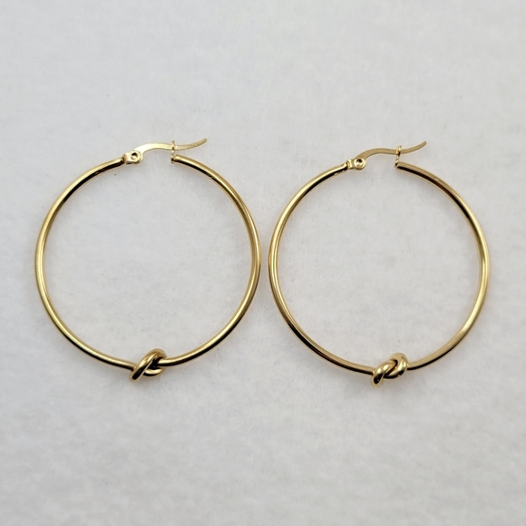 Yellow Gold Knot Hoops - Picture 5 of 7